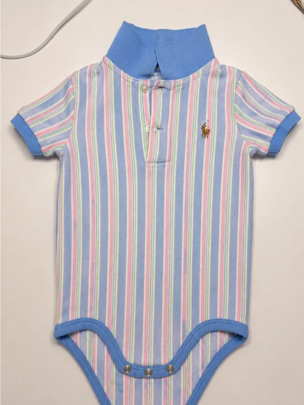 Ralph Lauren Pastel Striped Polo Baby Bodysuit